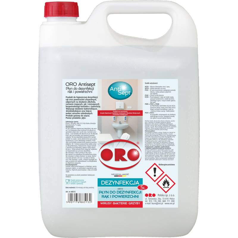 ORO Antisept płyn do dezynfekcji powierzchni i rąk, 5 L